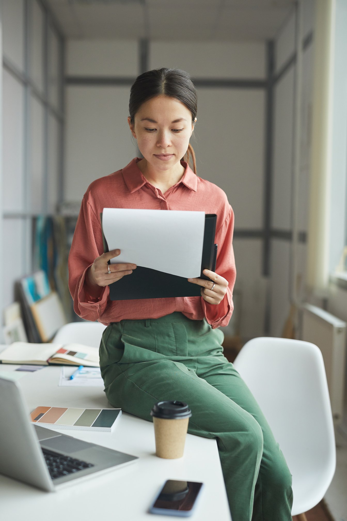 Businesswoman Reading a Contract